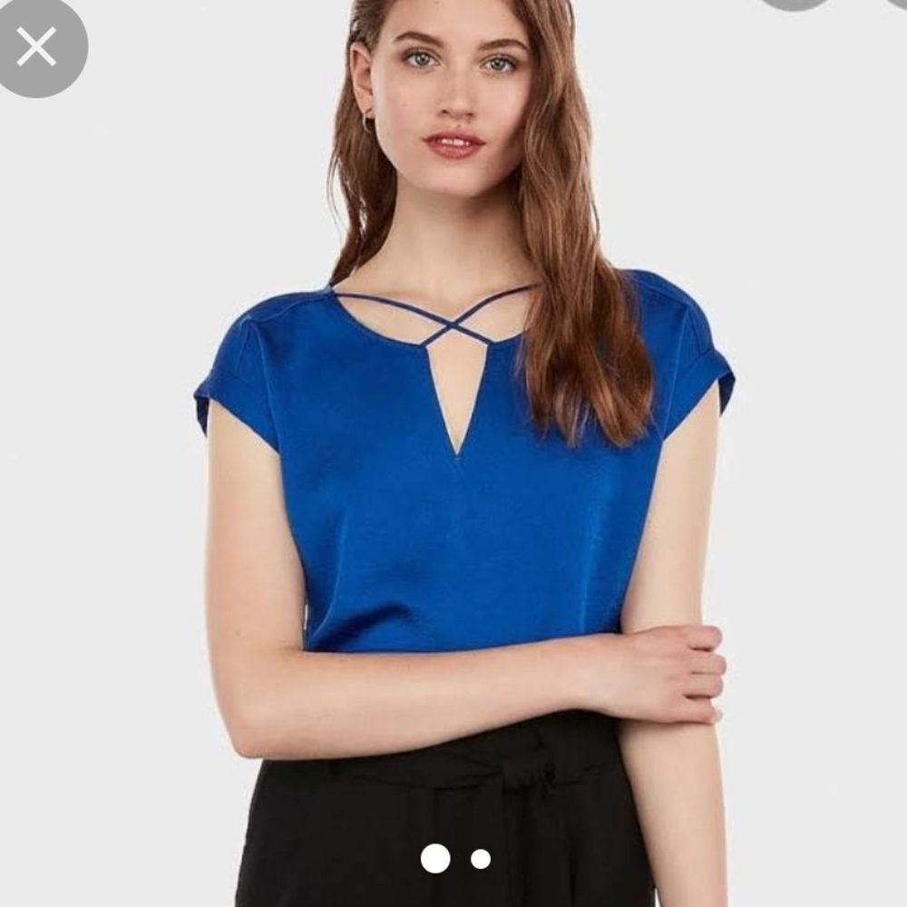 Express Cross Front Blouse, Blue, Small (EUC)